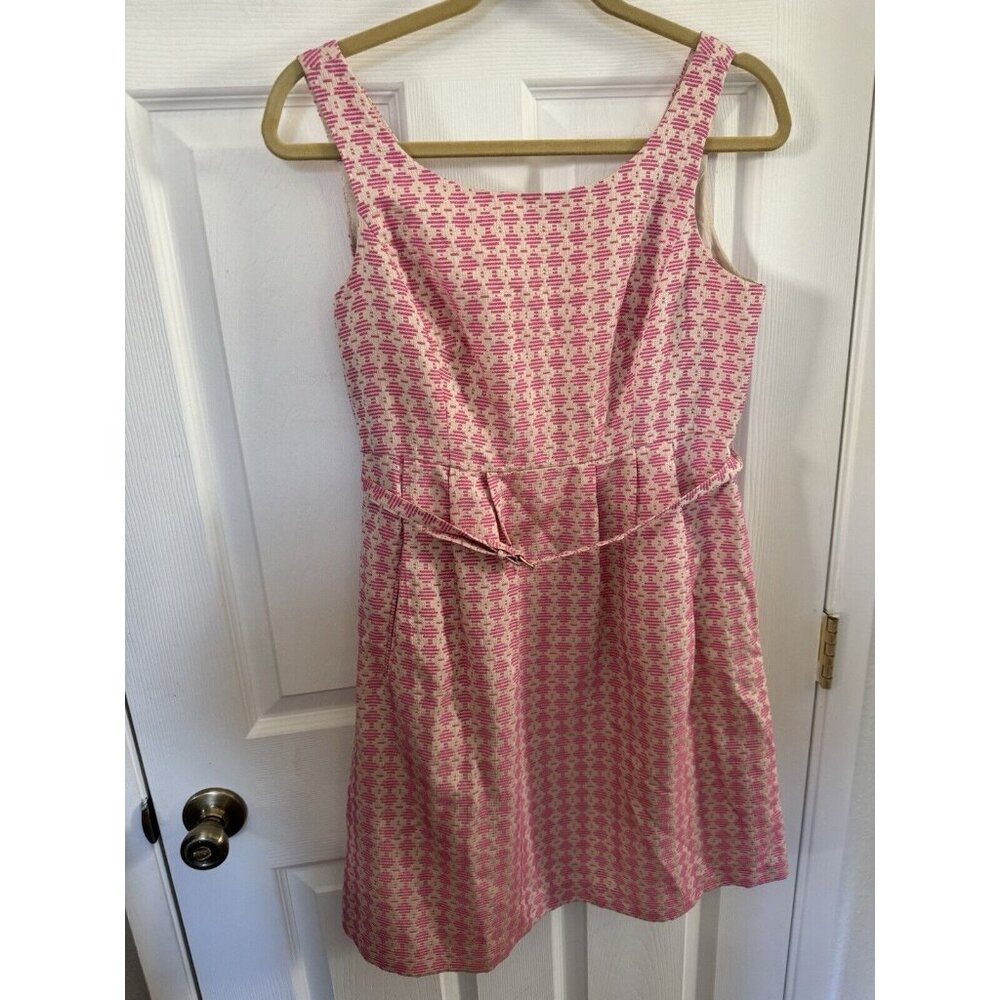 Michael Kors Pink And Cream Print Fit And Flare Sleeveless Dress Size 8